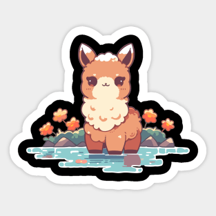 Kawaii - Happy River Llama Sticker